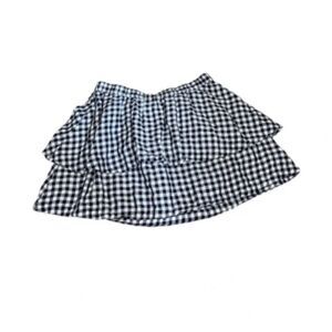 Women's Madewell Navy Blue & White Gingham Plaid Tiered Skirt